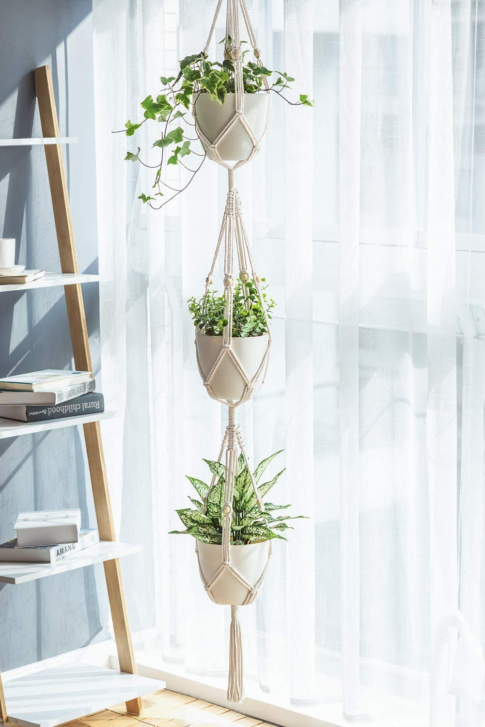 Simple 3-Arm Macrame Plant Hanger - 35 Inch, Made From All-Natural 6-Ply Jute
