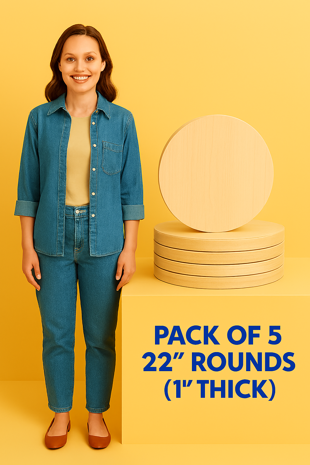 5 Pack/1"thick/ 22'' in diameter/Blank Wood Rounds/Wood Rounds 22 Inch/ Wood Blanks Circles/Pack of Wood Rounds/Wood Table Top/Wood Blanks