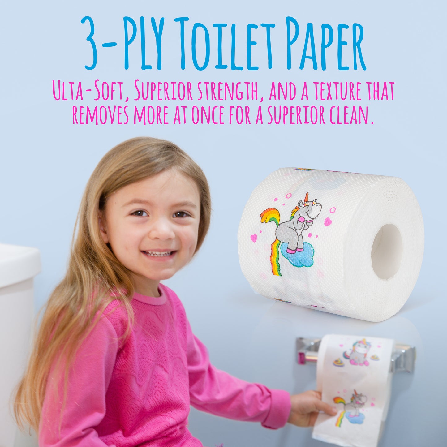 Unicorn toilet paper, Pink Toilet Paper for Toddler Potty Training, Novelty Toilet Paper, Colored Toilet Paper, Unicorn Gag Gift, Fancy Toilet Paper, Unicorn Bathroom Decoration for Girls