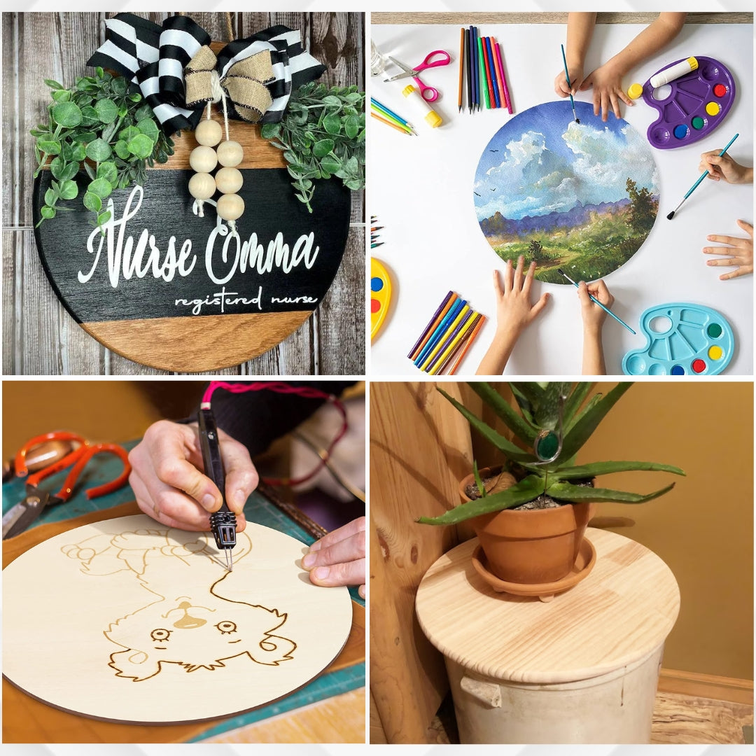 Set of 5 Pine Wooden Circles 18'' Diameter And 3/4'' Thick for Art ,Crafts & Other DIY Projects