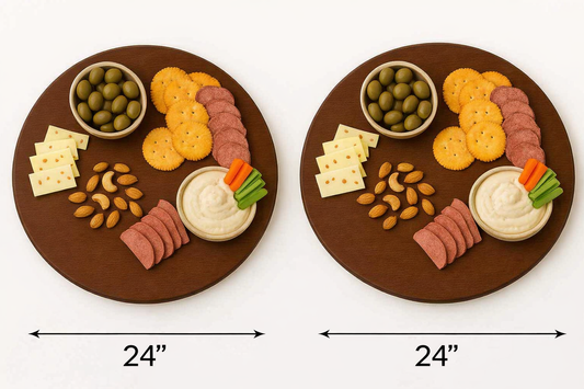 2-Pack 24" Glossy Brown Wooden Lazy Susans – Oversized Pine Wood Turntables for Hosting & Organization