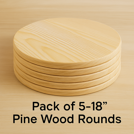 Set of 5 Pine Wooden Circles 18'' Diameter And 3/4'' Thick for Art ,Crafts & Other DIY Projects