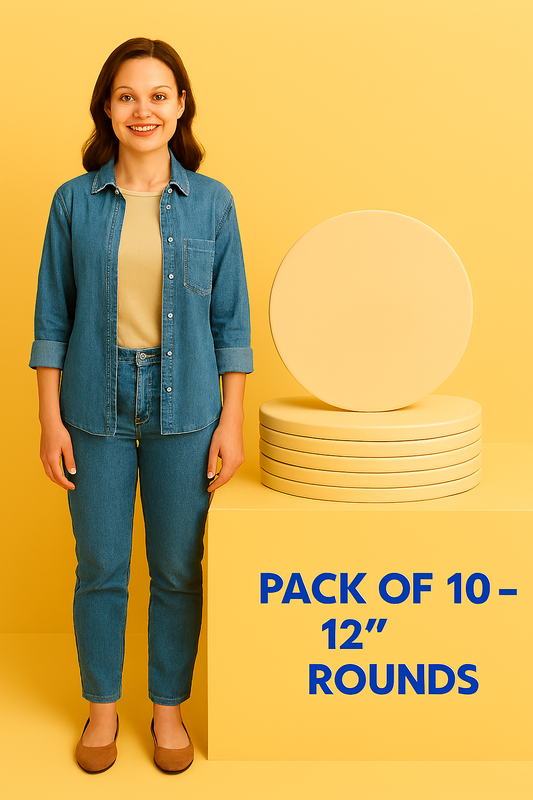 Set of 10 Pine Wooden Circles 12'' Diameter & 3/4'' thickness for Art, Crafts & Other DIY Projects