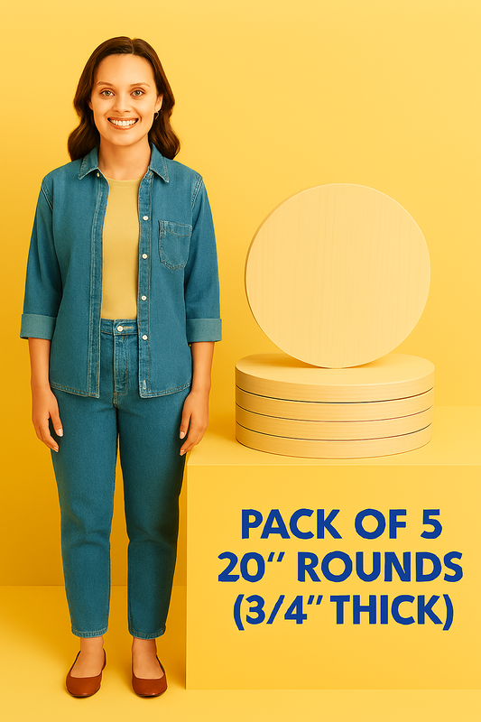 Set of 5 Pine Wooden Circles 20'' Diameter & 0.8-1'' Thick for Art ,Crafts & Other DIY Projects