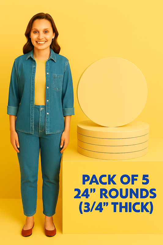 Set of 5 Pine Wooden Circles 24'' Diameter & 3/4'' Thick for Art, Crafts & Other DIY Projects