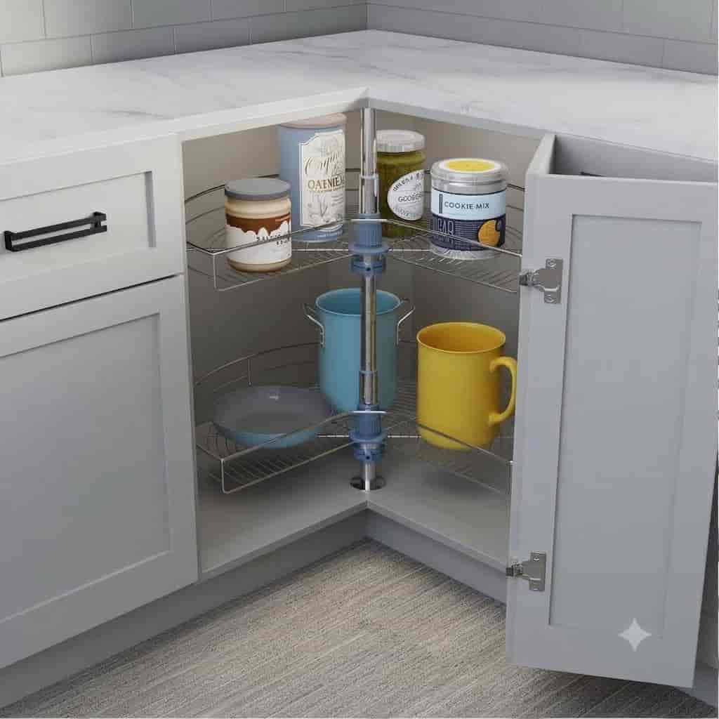 Corner Lazy Susan 32 Inch Diameter 270 Degree Double Rack Stainless Steel
