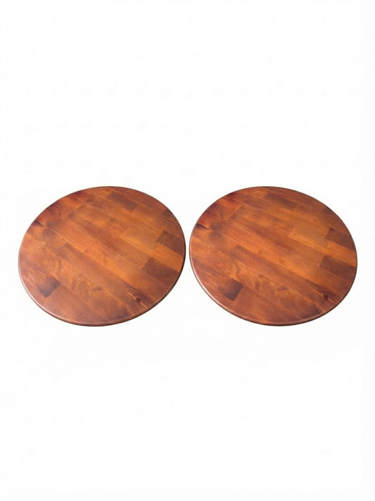 2-Pack 24" Glossy Brown Wooden Lazy Susans – Oversized Pine Wood Turntables for Hosting & Organization