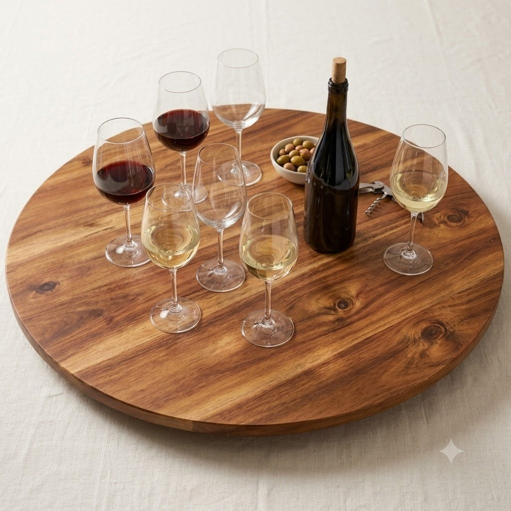 30 Inch Acacia Wood Lazy Susan 360 Degree Rotating Table Turntable