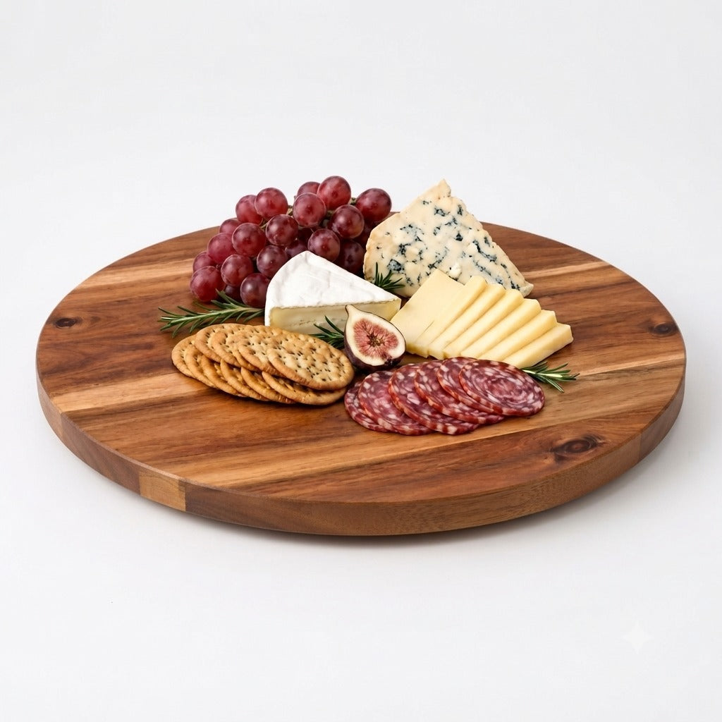 30 Inch Acacia Wood Lazy Susan 360 Degree Rotating Table Turntable